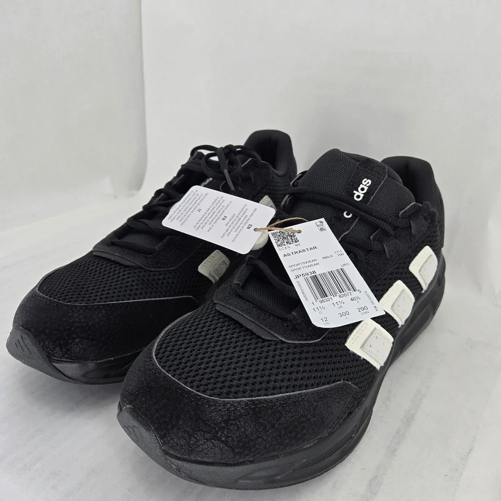 Adidas Astrastar Mens Running Shoes Black White JP5938 Size 12 Cloudfoam New